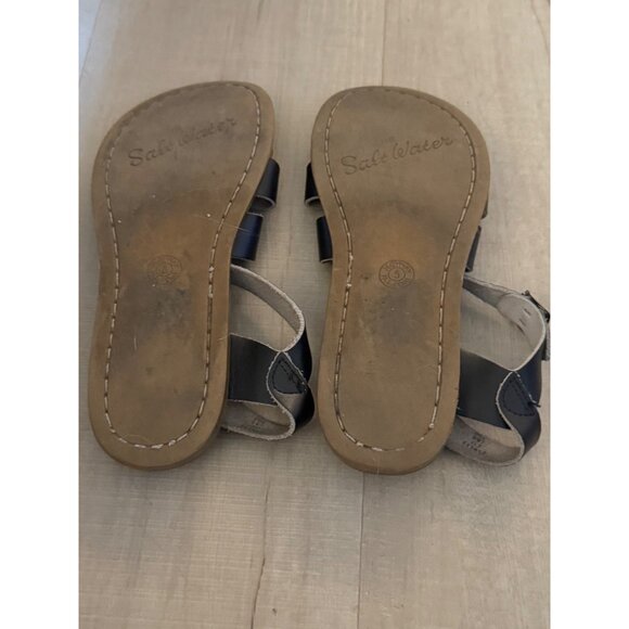 Salt Water Original Leather Sandals Black Size 5 With Adjustable Ankle Strap - Picture 6 of 8